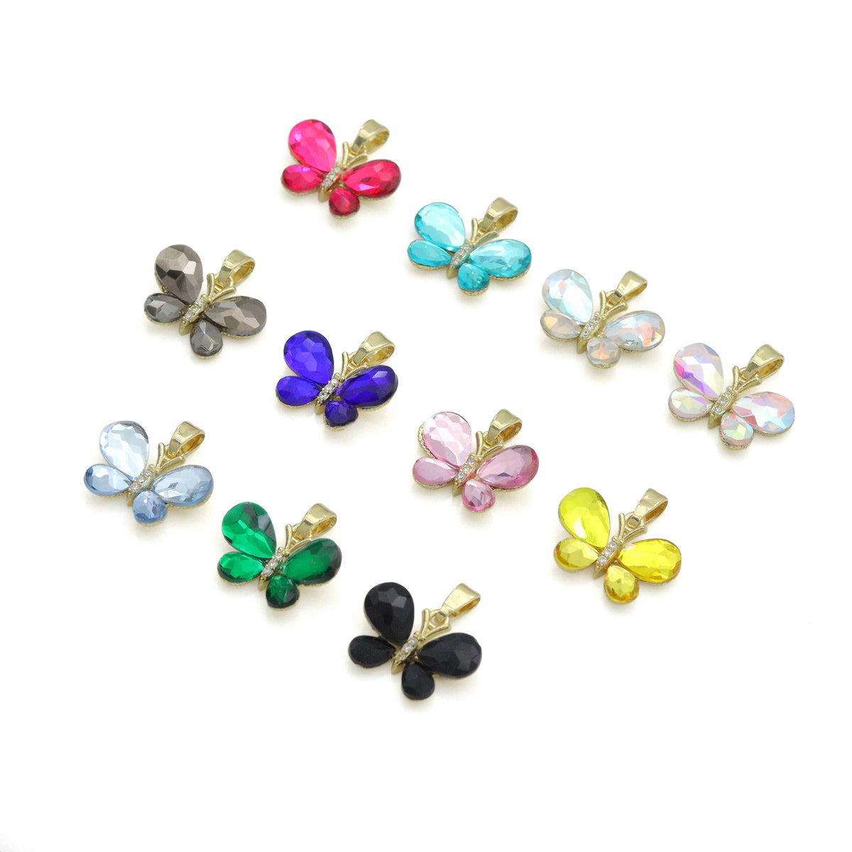 AB Crystal Butterfly charm For Necklace Bracelet Jewelry Making Supply, Sku#FH251