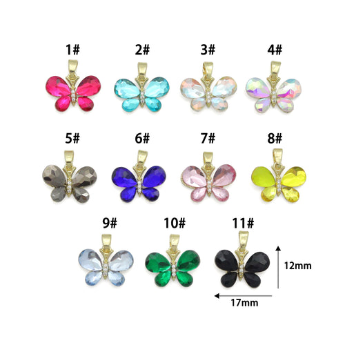 AB Crystal Butterfly charm For Necklace Bracelet Jewelry Making Supply, Sku#FH251