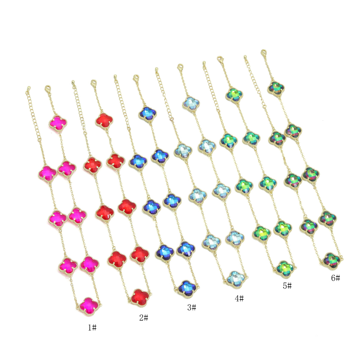 Crystal flower Chain Necklace, Sku#FH253