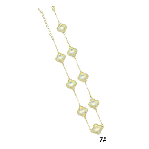 Crystal flower Chain Necklace, Sku#FH253