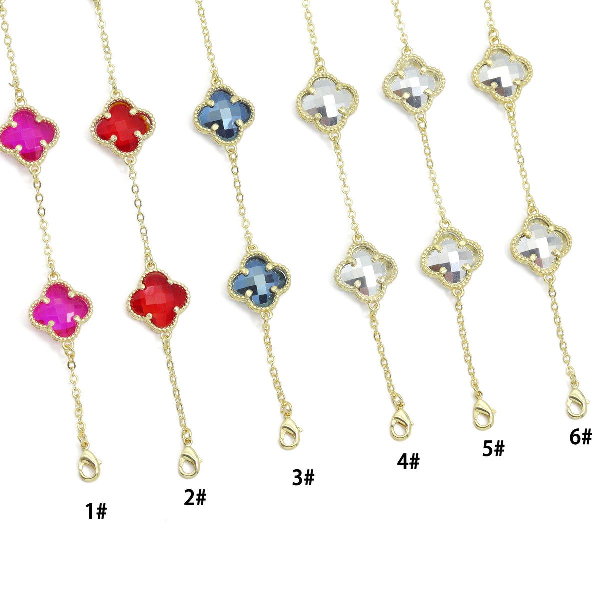 Crystal flower Chain Necklace, Sku#FH253