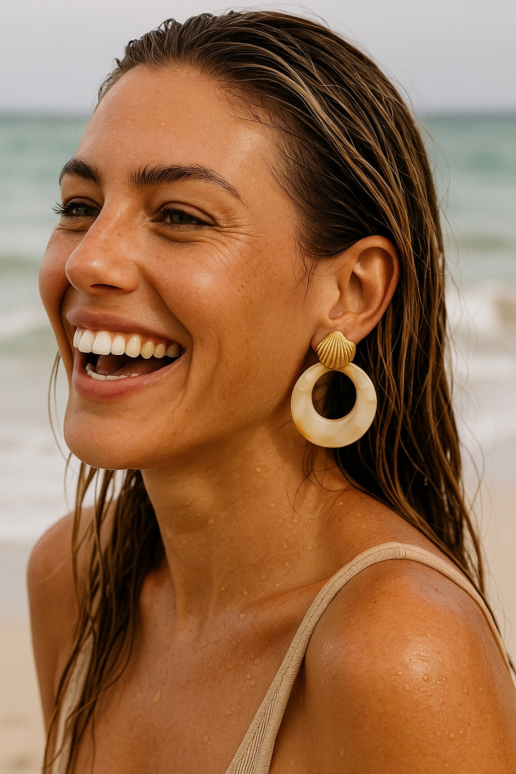 Kenle Shell Earring-Marble