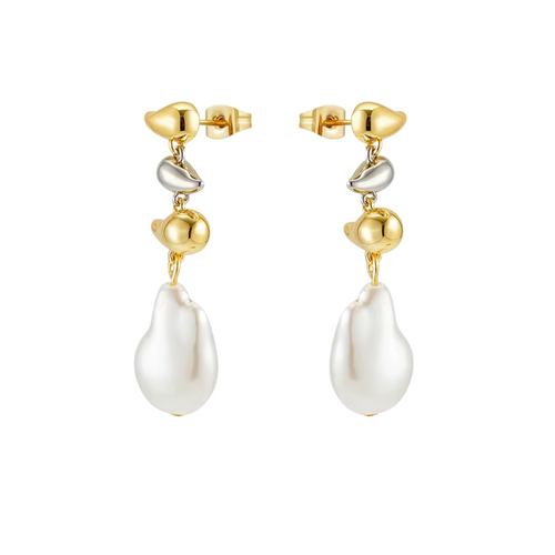 River Two Tone Pearl Earring