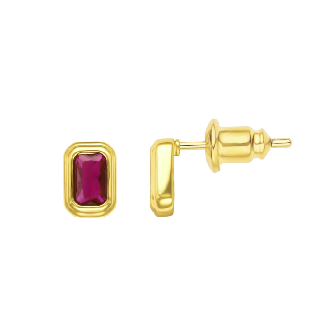 Clementine Ruby Bezel Studs