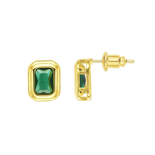 Clementine Emerald Bezel Studs