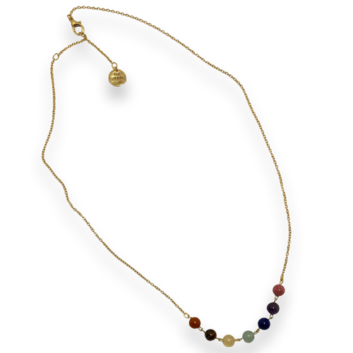Chakra Balance Necklace with Natural Gemstones and Charm