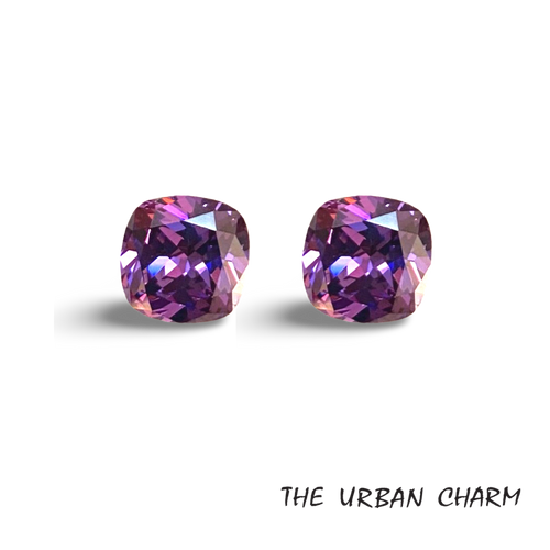 10mm Cushion Amethyst Cubic Zirconia AAAAA quality Lab-grown Loose Gemstones : Set of 2