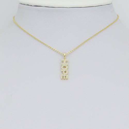 Clear CZ Gold Hope Word Pendant charm for Necklace Bracelet Jewelry Making Supply, Sku#LX928