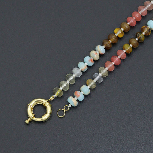 Mixed Roundelee Gemstone Beads necklace, sku#EF813