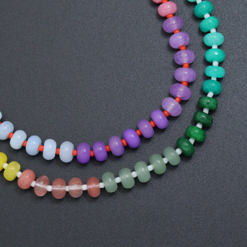 Rainbow Color Roundelle Gemstone necklace, sku#EF811