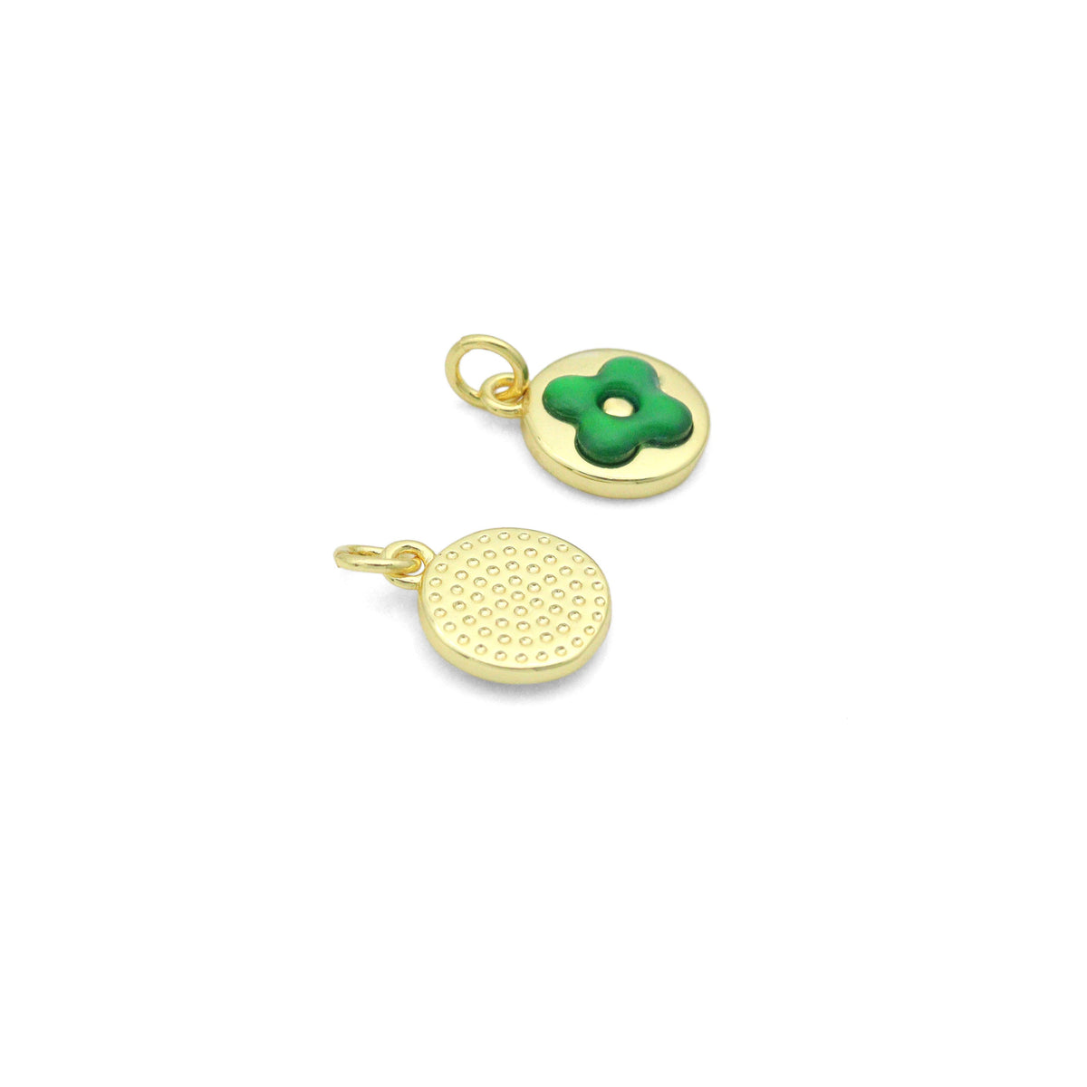 Colorful Enamel Clover flower Coin Pendant charm, Sku#LD764