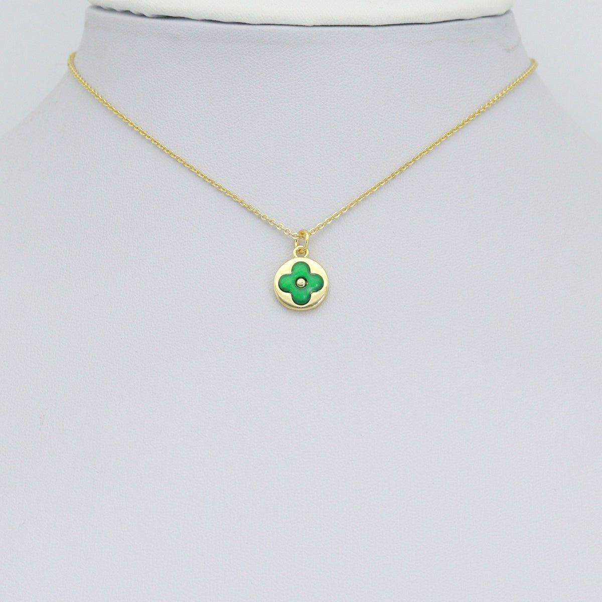Colorful Enamel Clover flower Coin Pendant charm, Sku#LD764