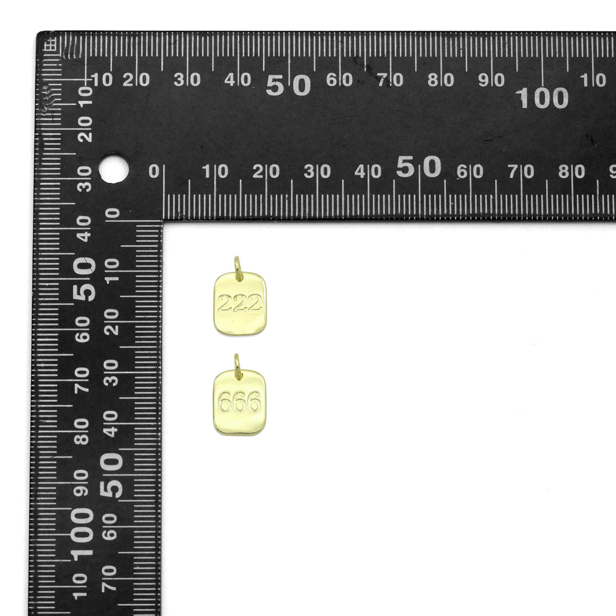 Gold Angel Number Rectangle Charms/Pendants, Sku#LX931
