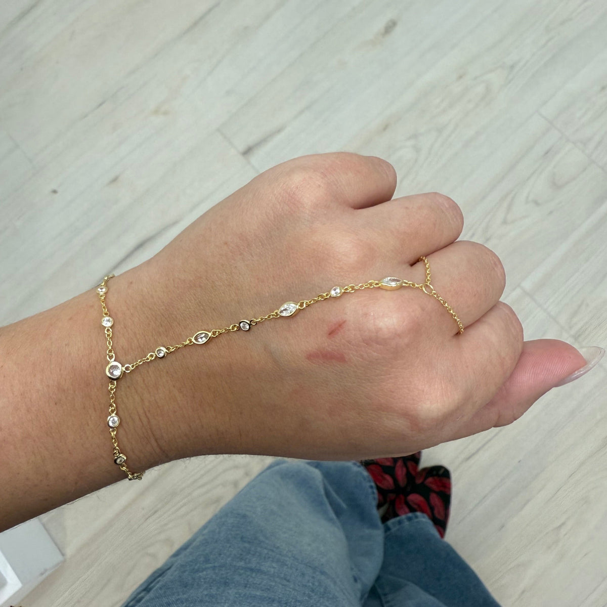 Seraphine CZ Hand Chain Bracelet