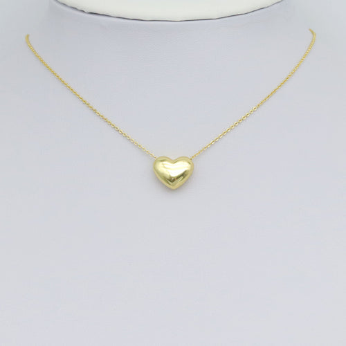 Gold 3D Puffy Heart Charm Pendant, Sku#LK1032