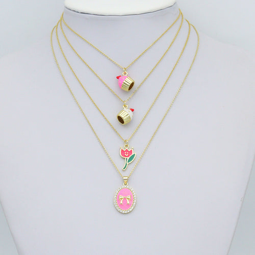 Colorful Enamel Bow tulip Flower Cup Cake charm, Sku#LK1262