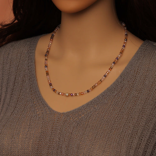 Smoky Quartz, Rose Quartz, Mix Color Quartz Color Crystal Beads Triple Wrap Bracelet Necklace, sku#EF783