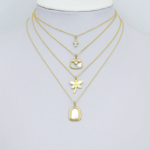 Mother of Pearl Dragonfly Butterfly Hamsa hand Connector charm, Purse Cross charm, Sku#LX896