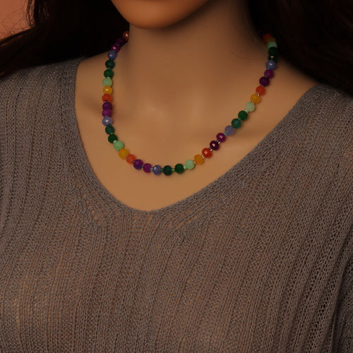 Colorful Jade Beads Adjustable necklace Bracelet, Sku#EF786