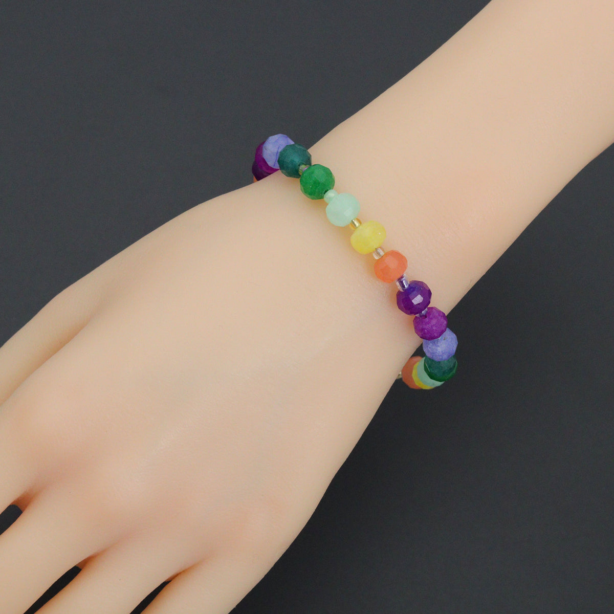 Colorful Jade Beads Adjustable necklace Bracelet, Sku#EF786