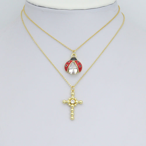 Gold Silver Ball Cross Ladybird Ladybug Pendant charm, Sku#A505
