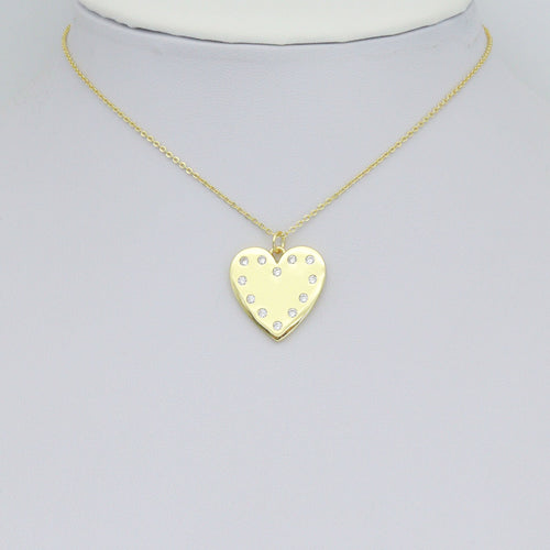 Clear CZ Round Heart Pendant charm, Sku#LX898