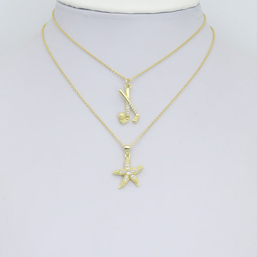 CZ Pave Hockey Stick Ball, Starfish Pendant charm, Sku#LK1274