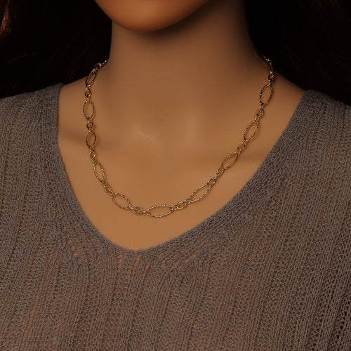 Wholesale Hammered mixed oval shape chain by Yard, sku#LX912