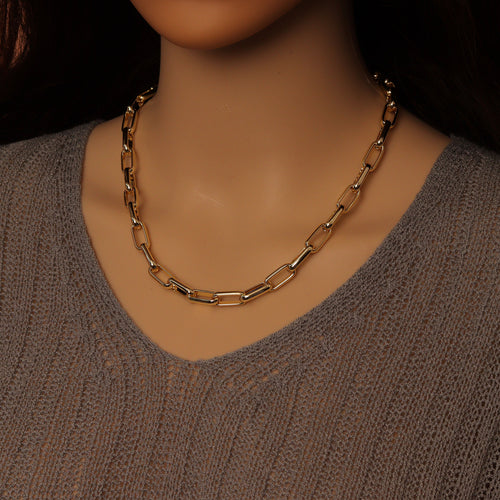 Wholesale chunky rectangle link gold chain by Yard, sku#LX916