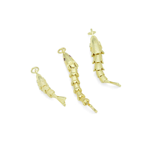3D Vintage Style Movable Wiggling Fish charm, Sku#FH248