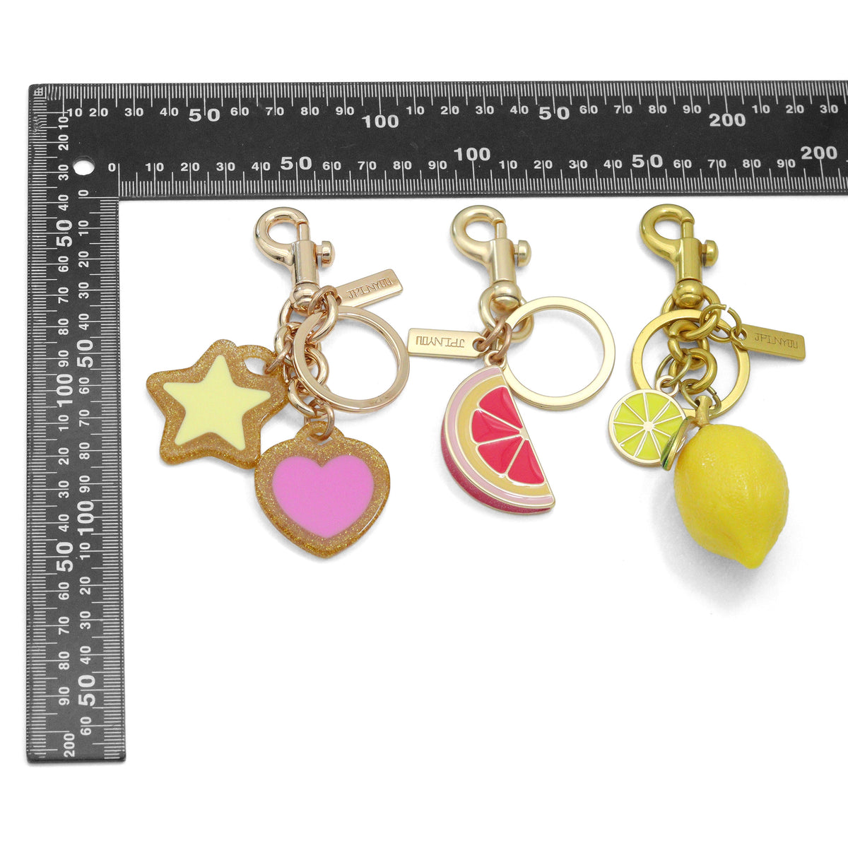 Lemon Lime Heart Star Pendant bag charm keychain, Sku#JL207