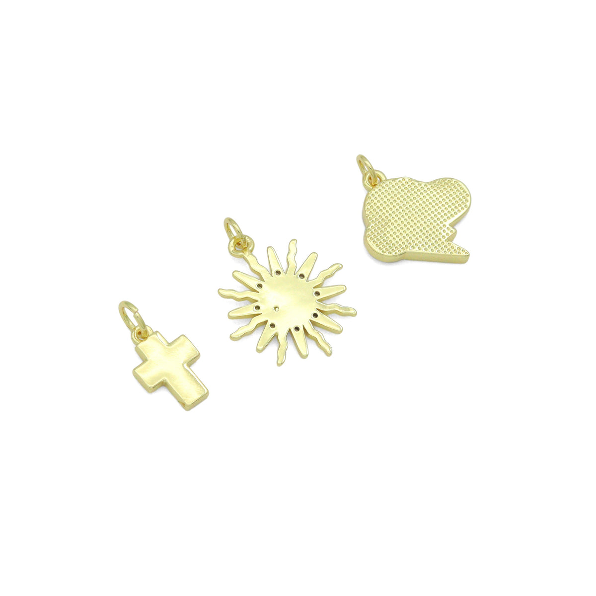 Mother of Pearl Cross Clouds Sun Pendant charm, Sku#LX924