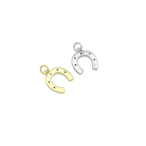 Colorful CZ Gold Silver U horseshoe Shape Pendant charm, Sku#A512