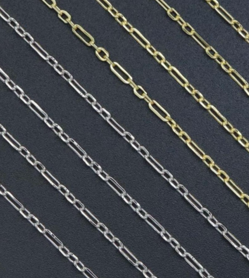 Gold Silver Dainty Mixed paperclip chain,  unfinished chain by yard,Thin chain, sku#LX645