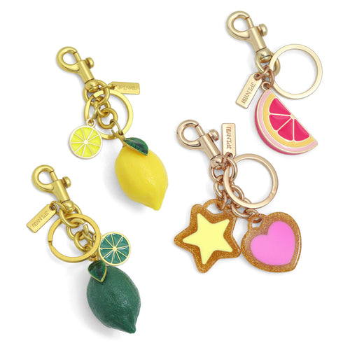 Lemon Lime Heart Star Pendant bag charm keychain, Sku#JL207