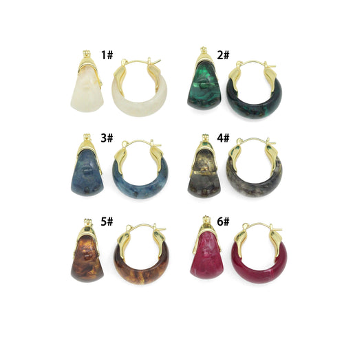 Acrylic Resin Drop & Hoop Earrings with Gold Accents, Sku#JL212