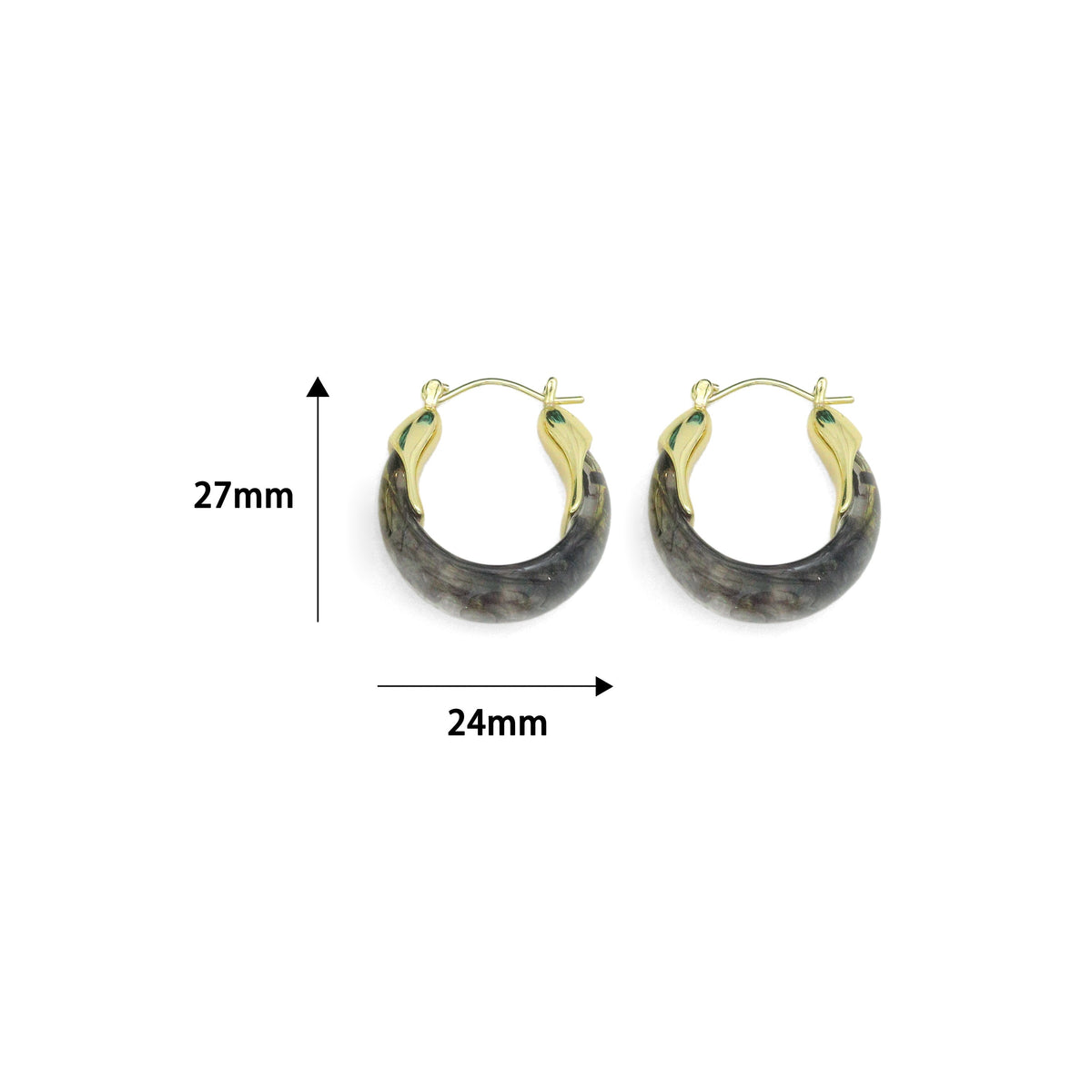 Acrylic Resin Drop & Hoop Earrings with Gold Accents, Sku#JL212