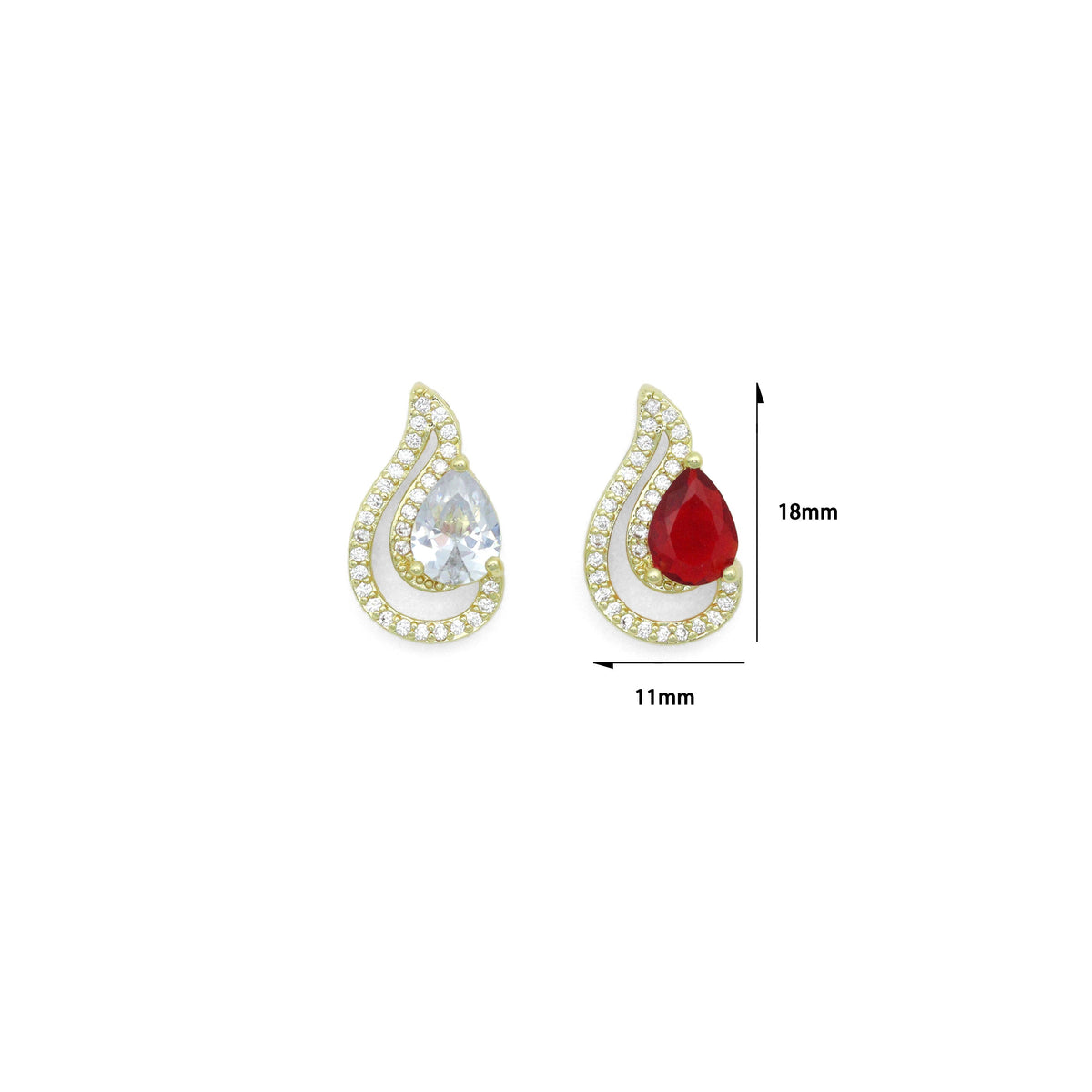 Clear Red CZ Gold Teardrop Shape charm Pendant, Sku#LK1271