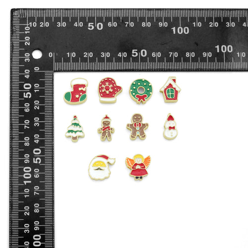 Colorful Enamel Gold Christmas Spacer Charm Pendant, Sku#LK1287