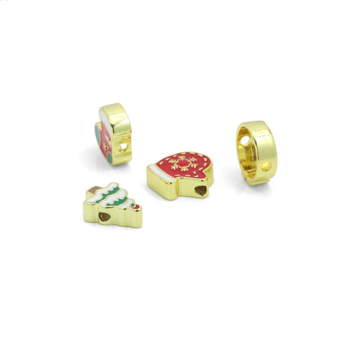 Colorful Enamel Gold Christmas Spacer Charm Pendant, Sku#LK1287