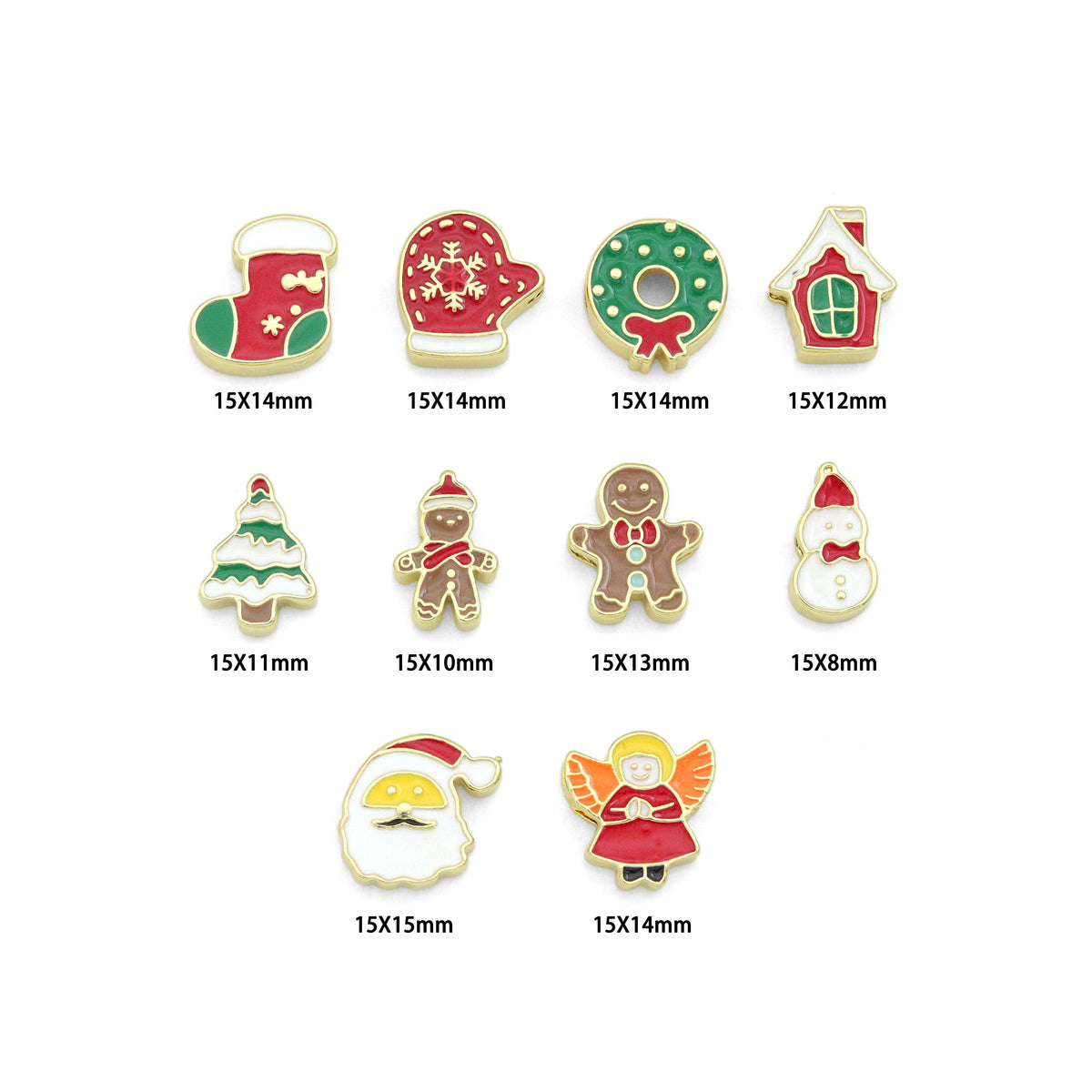 Colorful Enamel Gold Christmas Spacer Charm Pendant, Sku#LK1287