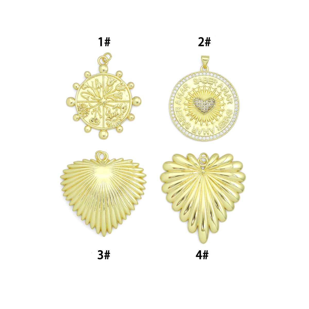 Large Spike Coin, Heart Charm Pendant, Sku#LK1289