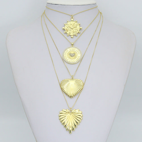 Large Spike Coin, Heart Charm Pendant, Sku#LK1289