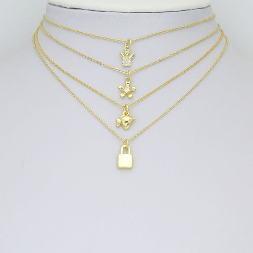 Clear CZ Gold Angel Charm Pendant, Sku#LK1290