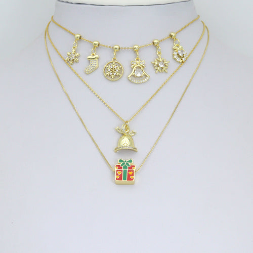Christmas Holiday Charm collection, Christmas Snowflake Bell gift box wreath Charm Pendant, Sku#LK1291