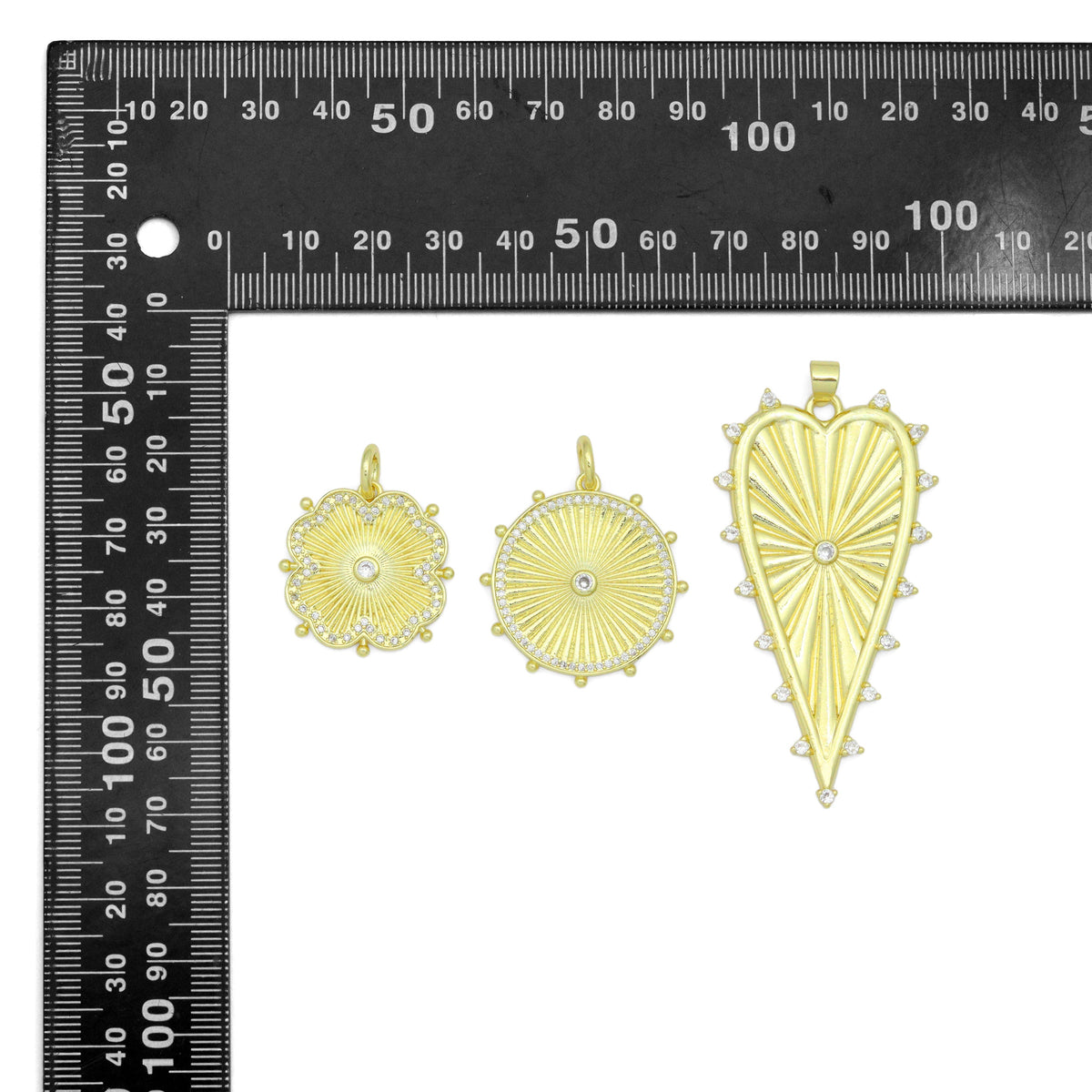Petal Sunburst, Radiant Cirle, Heartburst Charm Pendant, Sku#LK1293