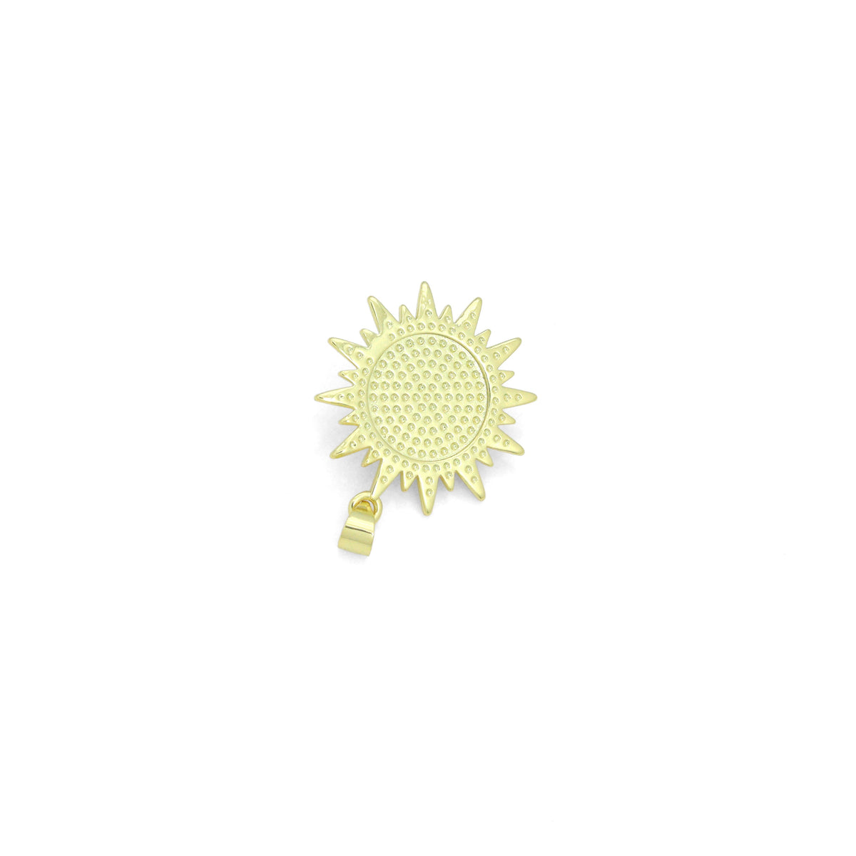 Clear CZ Gold Sunflower Moonstone Stud Earrings Pendant Charm, Sku#LK1303