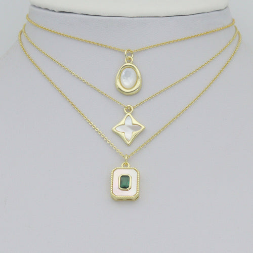 Abalone Mother of Pearl Gold Oval Rectangle Charm Pendant, Sku#LK1304