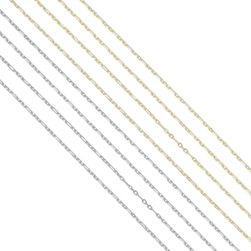Gold Silver Dainty Mixed paperclip chain,  unfinished chain by yard,Thin chain, sku#LX645