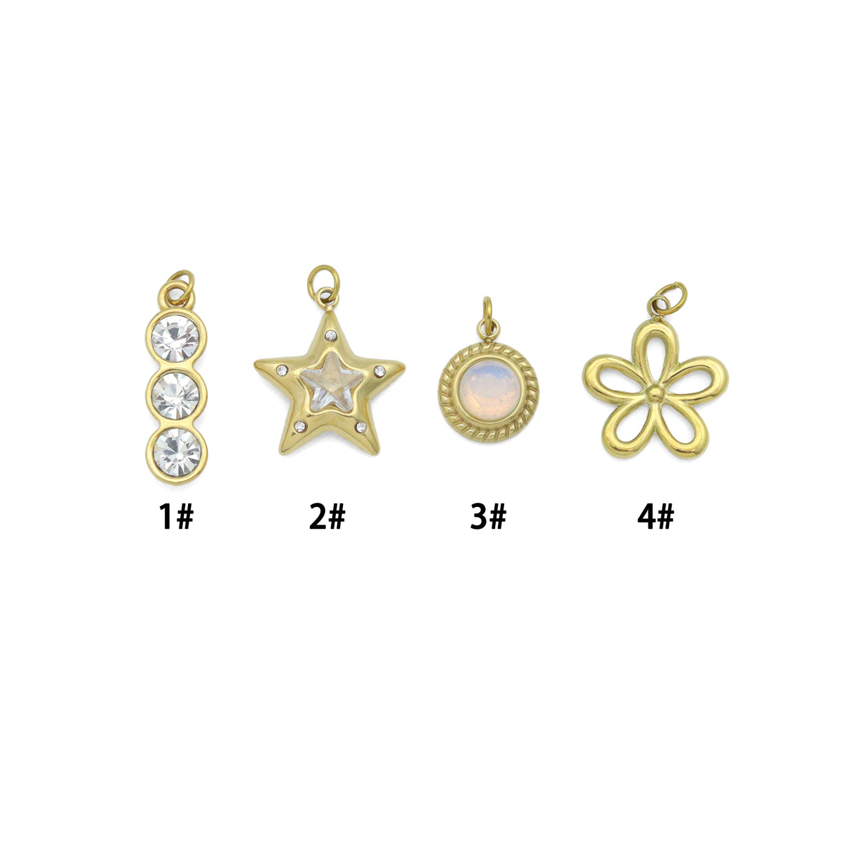Three dots CZ, Star, Opal Coin, Flower Shape charm, Sku#LX897
